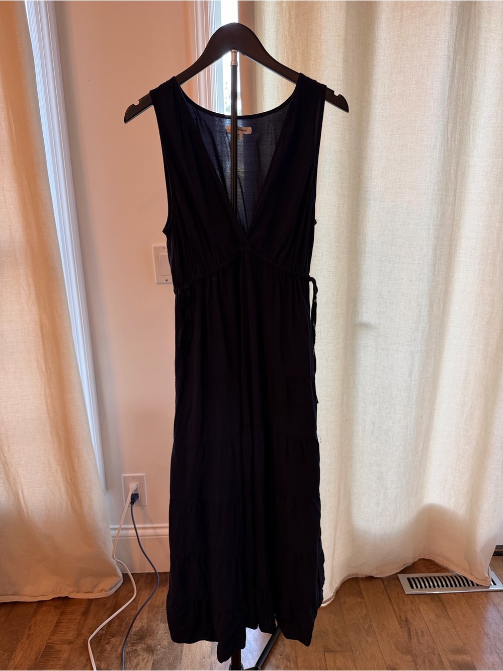 Max Studio Navy Blue V-Neck Swim Coverup Maxi